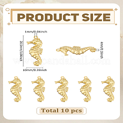 304ステンレススチールペンダント10個  タツノオトシゴ  ゴールドカラー  26.5x10x4mm  穴：1mm&nbsp;STAS-LP0004-45