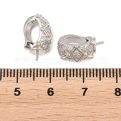 真鍮マイクロパヴェキュービックジルコニアヒートンキャップ  片穴パーツ用  プラチナ  14.5x7.5x8mm&nbsp;KK-C075-46P
