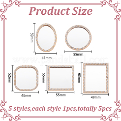 5個 5スタイル ミニチュア合金ミラー  ドールハウスの壁の装飾用  混合図形  48~63x41~55mm  1個/スタイル&nbsp;AJEW-HY0002-49