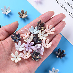 6ペタルスプレー塗装アクリルビーズキャップ  花  ミックスカラー  19x17.5x10mm  穴：2~3mm  約764個/500g&nbsp;MACR-S373-47J