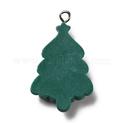 不透明樹脂ペンダント  プラチナトーンの鉄ループ付き  クリスマスツリー  濃い緑  32.5x20x5mm  穴：2mm&nbsp;RESI-D055-117P