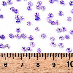 透明色のレインボーガラスシードビーズ8/0個。  丸い穴  ラウンド  ミディアム蘭  3~3.5x2mm  穴：1~1.2mm  約10000個/ポンド&nbsp;SEED-R051-08B-01