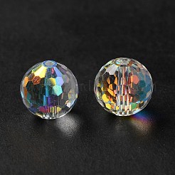 ガラス k9 ガラス  模造オーストリアクリスタルビーズ  ファセット（128ファセット）  ラウンド  クリアAB  10mm  穴：1.5mm&nbsp;GLAA-H024-06