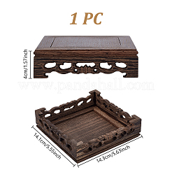 植木鉢用の木製ディスプレイベース  正方形  14.1x14.3x4cm&nbsp;ODIS-WH0078-51B