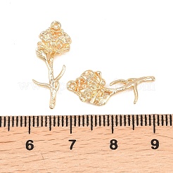 真鍮チャーム  花のチャーム  ゴールドカラー  9月の牡丹  21.5x10x3.5mm  穴：0.9mm&nbsp;KK-A288-01G-09