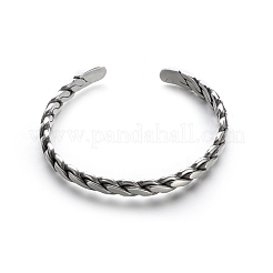 合金カフバングル  男女兼用のツイスト編みバングル  アンティークシルバー  7-1/8インチ（18cm）&nbsp;PW-WG4C462-01