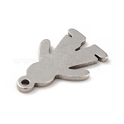変色しない201ステンレススチールペンダント  人間のチャーム  ステンレス鋼色  13x9x1mm  穴：1mm&nbsp;STAS-H172-05P