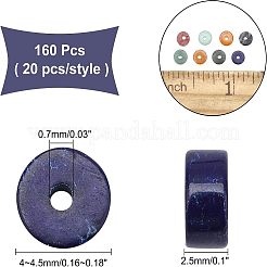 160個8スタイルの天然混合宝石ビーズ  ヒシビーズ  フラットラウンド/ディスク  4~4.5x2.5mm  穴：0.7mm  20個/スタイル&nbsp;G-NB0002-68