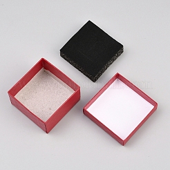 菱形の質感のある紙のギフト包装箱  内部のスポンジ  正方形  レッド  5.2x5.15x3.05cm&nbsp;CON-WH0083-021B