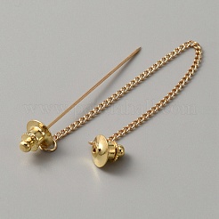 合金吊りチェーンシャツの襟ピン  男性用ネクタイスティックピン  ライトゴールド  60x60x10mm  ピン：1mm&nbsp;JEWB-WH0026-32LG