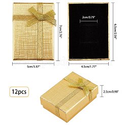 厚紙のネックレスボックス  リボンのちょう結びとスポンジの内側  長方形  ゴールド  7x5x2.5cm&nbsp;CBOX-PH0001-08