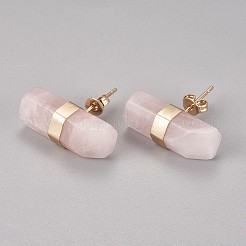 ナチュラル＆合成混石スタッドピアス  真鍮パーツ  柱  7~8x21~22mm  ピン：0.8mm&nbsp;EJEW-I212-F