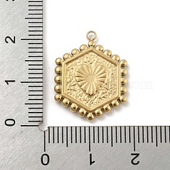 ステンレスペンダント201個  ゴールドカラー  レターチャーム付き六角形  U字  21x16.5x2mm  穴：1.5mm&nbsp;STAS-R227-01U-G