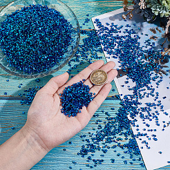 取り外し可能なプラスチックビーズ90g  ブレスレット ネックレス用  洋服アクセサリー  コラム  ブルー  3mm&nbsp;DIY-SC0028-25E