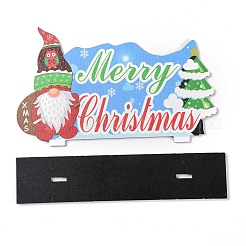 天然木のディスプレイ装飾  クリスマスのために  言葉メリークリスマス  サンタクロース/ファーザークリスマス  カラフル  200x44x113mm&nbsp;DJEW-O001-12