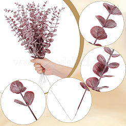 プラスチック製の人工ユーカリの葉20枚  花瓶、ウェディングブーケ、家の装飾用  レッド  410x50mm&nbsp;DJEW-GF0001-88B