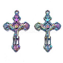 レインボーカラーアロイビッグペンダント  カドミウムフリー＆ニッケルフリー＆鉛フリー  クロス  51x30.5x3mm  穴：2.5mm&nbsp;PALLOY-N156-155-NR