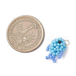 シードガラスビーズペンダント3個  魚  丸カン付き  ミックスカラー  17.5x12.5x8.5mm  穴：3mm&nbsp;PALLOY-MZ01010