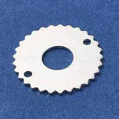 真鍮製コネクタチャーム  レースエッジのフラットラウンドいリンク  カドミウムフリー＆鉛フリー  925銀メッキ  16x0.9mm  穴：1.4mm&nbsp;KK-P259-10S