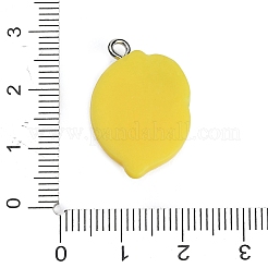 樹脂と合金のペンダント  模造食品  レモンチャーム  プラチナ  きいろ  24.5x16.5x7mm  穴：2mm&nbsp;LS-RE-CBA08CD-09A