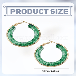 女性用304ステンレススチールフープピアス1組  リング  樹脂と  グリーン  42mm&nbsp;EJEW-LP0011-06D