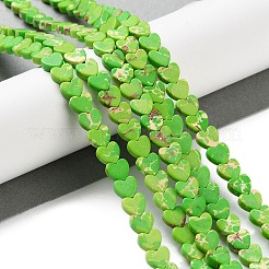 染色合成インペリアルジャスパービーズ連売り  ハート  薄緑  6x6x3mm  穴：1mm  約69~71個/連  14.57''~14.96''（37~38センチメートル）&nbsp;G-M403-A37-02