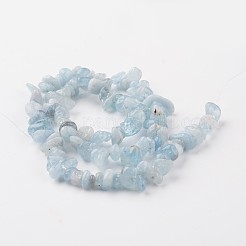 さざれ石の天然のアクアマリンビーズ連売り  グレードA +  7~12x5~8x2~5mm  穴：1mm  約15.7インチ&nbsp;G-M349-12