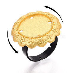 調整可能な花の合金と鉄のベゼルカップリングベース、回転可能なトレイ付き  不安を和らげるリング作りのためのラウンドパッドリングセッティング  ゴールドカラー  25mm  17mm  トレイのサイズ：16mm&nbsp;MAK-T012-06G