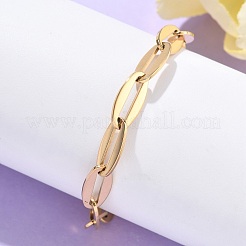 女性用304ステンレススチールアズキチェーンブレスレット  14KGP本金メッキ  6-7/8インチ（17.5cm）&nbsp;BJEW-U038-01G