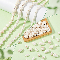 110個 4種類の合成ターコイズビーズ  染め  ティアドロップ  ホワイト  11~16x6.5~12mm  穴：1.5~1.6mm&nbsp;G-GA0001-74A