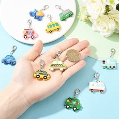 車両テーマの樹脂ペンダントデコレーション10個。  混合図形  合金製カニカン付き  ミックスカラー  40~47mm&nbsp;HJEW-YW00288
