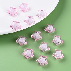 透明なアクリルビーズ  二層ビーズ  多面カット  スター  パールピンク  14x15x8.5mm  穴：2mm  約518個/500g&nbsp;TACR-S152-02A-703