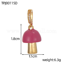 304ステンレススチールエナメルペンダント  きのこチャーム  イオンプレーティング（ip）  14KGP本金メッキ  長持ちメッキ  ショッキングピンク  18x11mm  穴：5mm&nbsp;STAS-OY011-03G