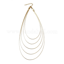 304ステンレススチールボストンリンクチェーンマルチレイヤーネックレス（女性用）  ゴールドカラー  13-5/8インチ（34.5cm）  52mmエクステンダーチェーン&nbsp;NJEW-U025-01G-02