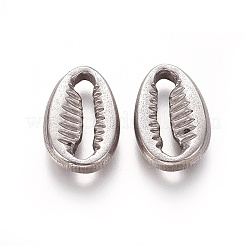 変色しにくい304ステンレススチールビーズ  カウリーシェルシェイプ  ステンレス鋼色  18x12x3mm  穴：15mm&nbsp;STAS-L226-055P