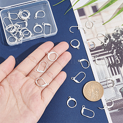 30個 3スタイル 304ステンレススチール フレンチフックピアス金具  水平ループ付き  銀  14~19x10~12x1.5~2mm  穴：1.2~1.6mm  ピン：0.6~0.8x1mm  10個/スタイル&nbsp;STAS-UN0041-88