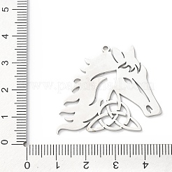 304ステンレスペンダント  馬の頭  カドミウムフリーと鉛フリー＆ニッケルフリー  ステンレス鋼色  32.5x36x1.5mm  穴：1.5mm&nbsp;LS-STAS-D202-06P