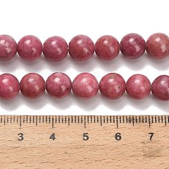 天然石ロードナイトビーズ連売り  ラウンド  グレードA-  8.5mm  穴：0.8mm  約49個/連  15.55インチ（39.5cm）&nbsp;G-F820-K06-8mm
