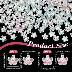 ランプワークビーズキャップ160種類2個  5  - 花びらの花  クリアAB  10~10.5x11x3.5~4.5mm  穴：1.2~1.4mm  80個/スタイル&nbsp;FIND-NB0007-25