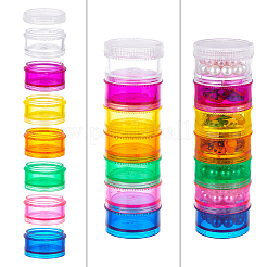 プラスチックピルボックス  薬箱旅行  7コンパートメント  フラットラウンド  カラフル  15.5x4.2cm&nbsp;CON-BC0001-14