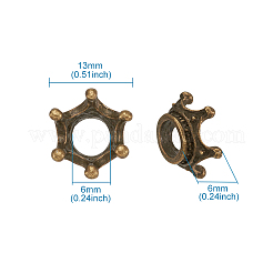 チベット風合金ビーズキャップ  クラウン  ミックスカラー  13x6mm  穴：6mm  90個/セット&nbsp;PALLOY-TA0001-31