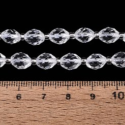 天然石クオーツクリスタルビーズ連売り  水晶  多面カットコメ  シードビーズで  8~9x6~8mm  穴：1~1.2mm  約36~38個/連  14.96~15.35インチ（38~39cm）&nbsp;G-N342-35-8x6-15
