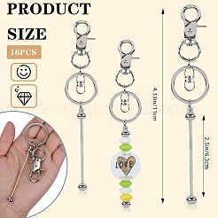 16 個合金ビーズバーキーホルダー diy 工芸品ジュエリーメイキング用  カニカン付き  11cm  ピン：77x8.5mm&nbsp;KEYC-SZ0001-17P