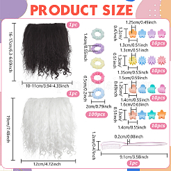 2色のウール人形の髪の毛2本  40個 4スタイル プラスチック製爪ヘアクリップ  ヘアタイ1袋  プラスチックまつげコーム1個  ミックスカラー  190x120x2mm&nbsp;DIY-NB0016-16
