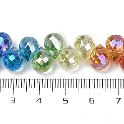 電気メッキガラスビーズセット  ティアドロップ  多面カット  グラデーションカラー  ミックスカラー  10.5x8mm  穴：1mm  約64個/連  13.86''（35.2センチメートル）&nbsp;EGLA-D300-02-8mm