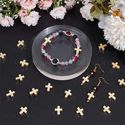 10個の合金ビーズ  カドミウムフリー＆鉛フリー  クロス  18KGP本金メッキ  14.5x12x5mm  穴：1.6mm&nbsp;TIBEB-BBC0001-03G