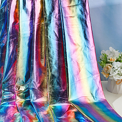 レインボーポリエステルスパンデックスストレッチ生地  DIYのクリスマス工作や衣類用  カラフル  100x150cm&nbsp;DIY-WH0622-042