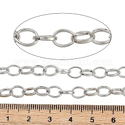 はんだ付け真鍮のアズキチェーン  長持ちメッキ  スプールで  プラチナ  8x6x1.1mm  約16.4フィート（5m）/ロール&nbsp;CHC-G005-17P