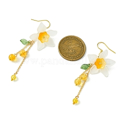 女性用アクリル＆真鍮ダングルイヤリング3組  花  ゴールドカラー  ミックスカラー  67x27mm&nbsp;EJEW-TA00566