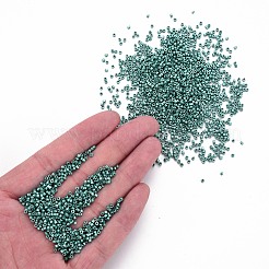 ガラスシリンダービーズ  シードビーズ  メタリックカラー  焼き付け塗料  丸い穴  士官候補生ブルー  1.5~2x1~2mm  穴：0.8mm  約8000個/袋  約1ポンド/バッグ&nbsp;SEED-S047-B-006
